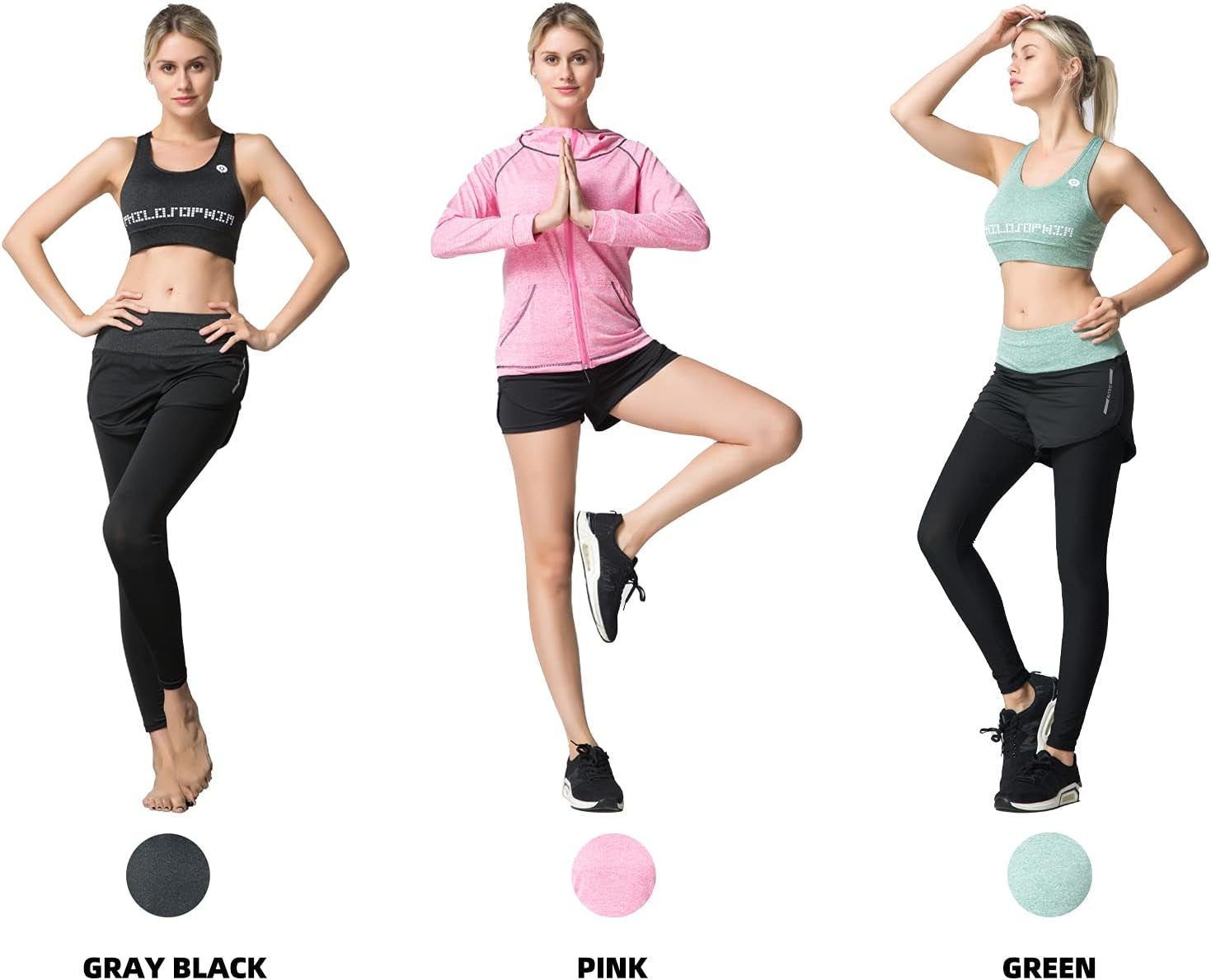 Women'S Yoga Wear Five-Piece Pink Sports Suit, Large