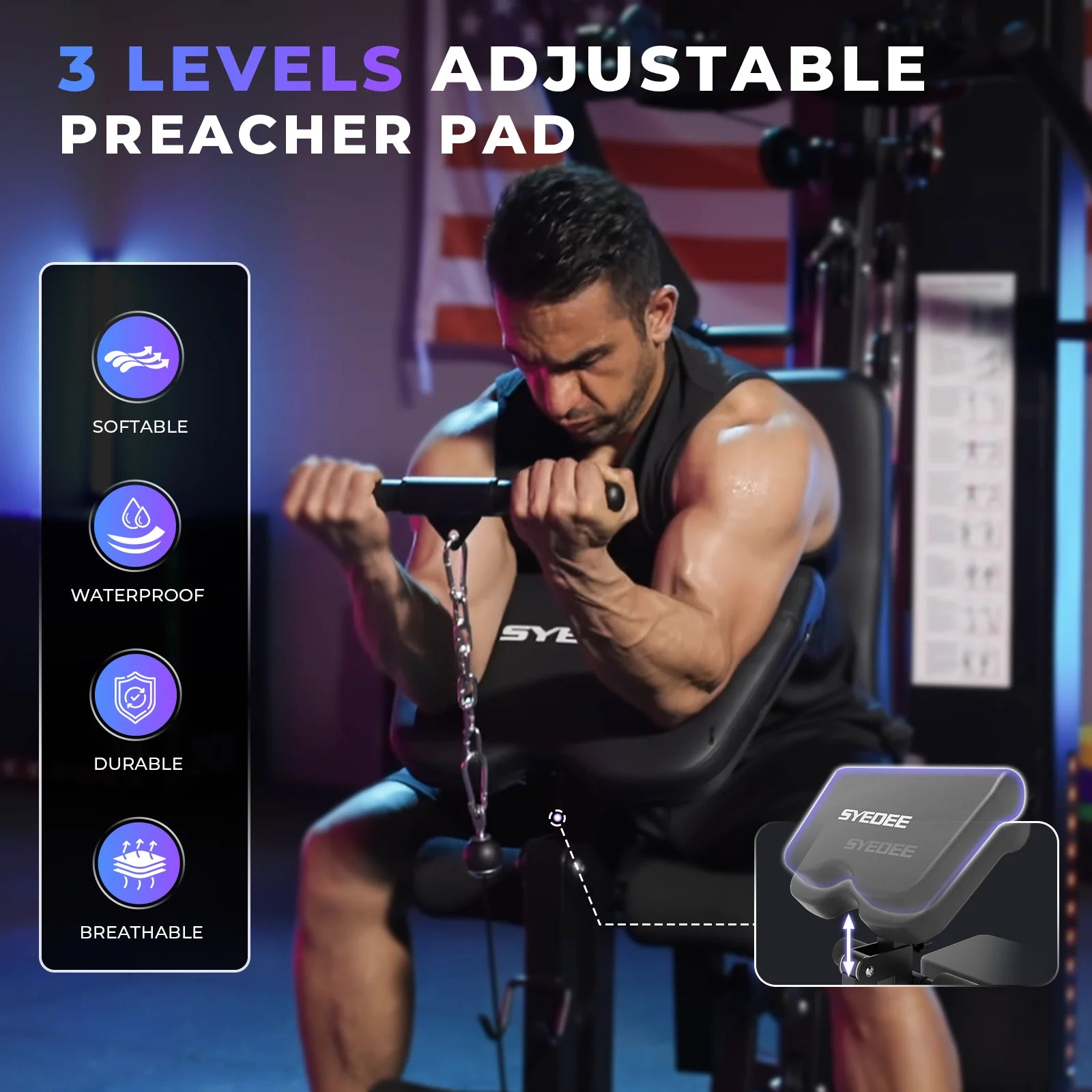 Home Gym Workout Station, Full Body Traning Weight Cable Machine with 138Lbs Weight Stack