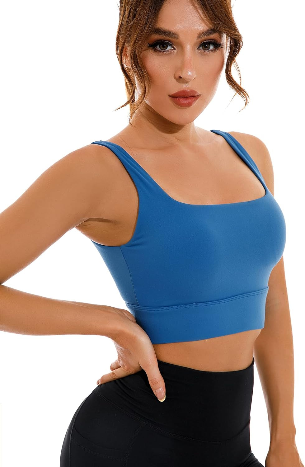 Women'S Sports Bra Criss Cross U-Neck Padded Workout Tank Tops Medium Support