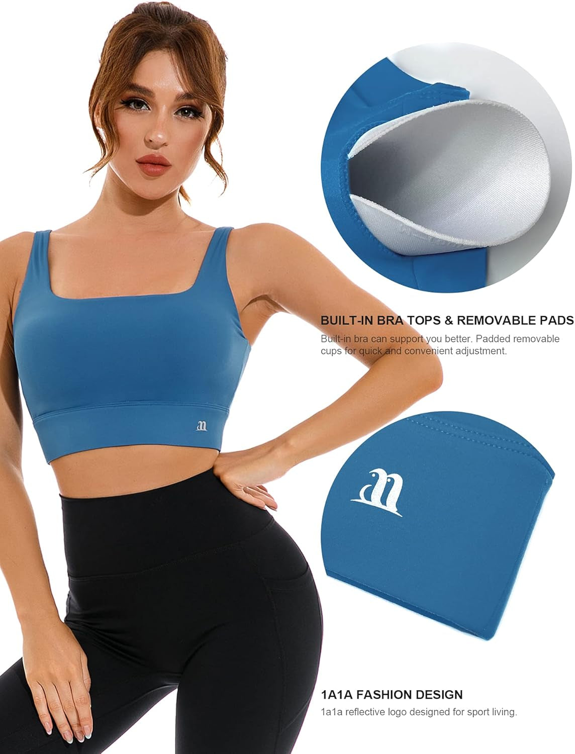 Women'S Sports Bra Criss Cross U-Neck Padded Workout Tank Tops Medium Support