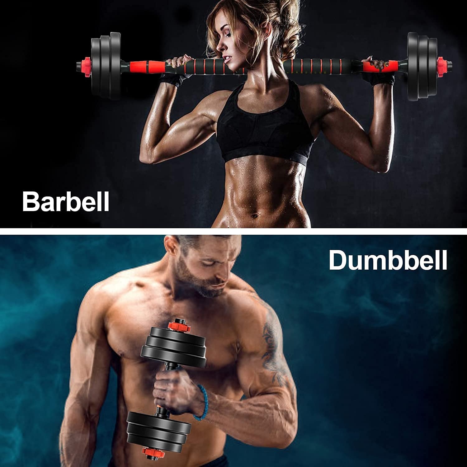 Dumbbells Set 3 in 1 Adjustable Dumbells Weights Set, 22 33 44 55 66Lb Dumbell Set Weight, Barbell Weight Set for Indoor Free Weight Training, Exercise Fitness Dumbbells for Men and Women