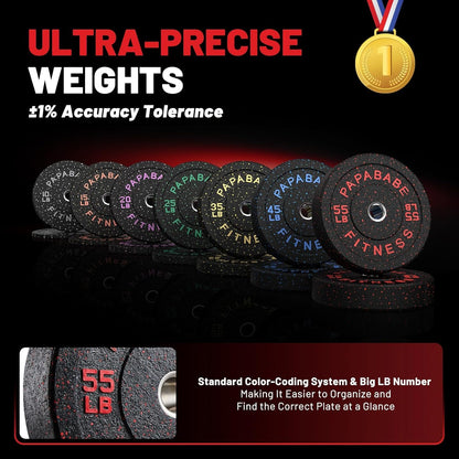Weight Plates, 2-Inch Weights Plates Set, Floor Protective Rubber Weight Plates, 10-600Lbs Bumper Plates for Barbell Strength Training & Weightlifting (Single/Pair/Full Set)
