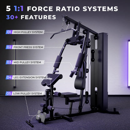 Home Gym Workout Station, Full Body Traning Weight Cable Machine with 138Lbs Weight Stack